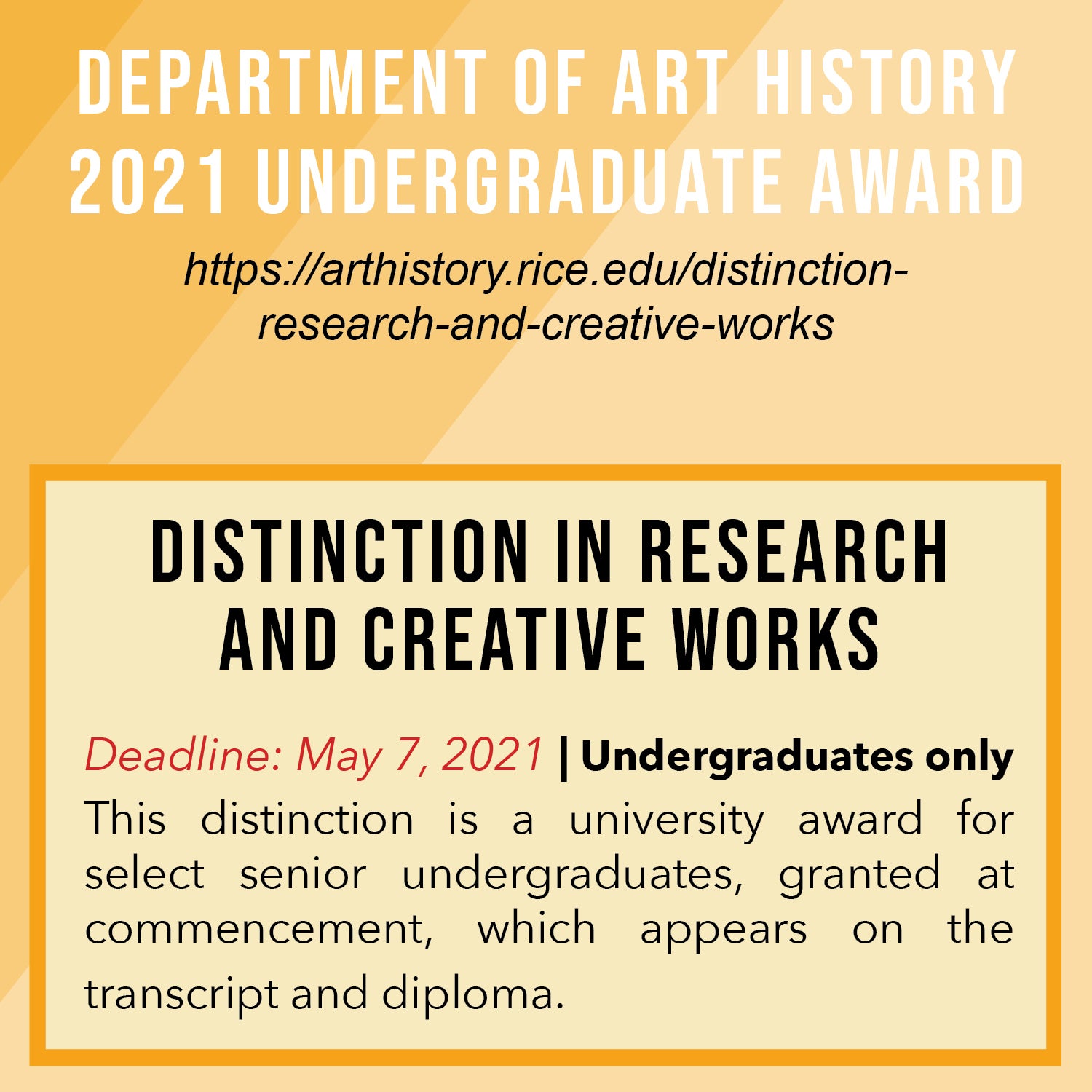 Distinction in Research & Creative Works Award Flyer