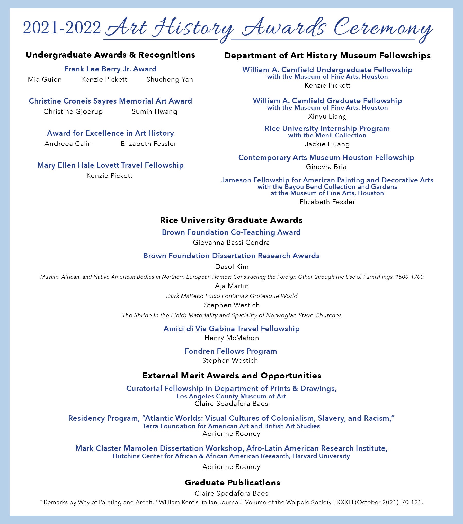 Awards Ceremony Program