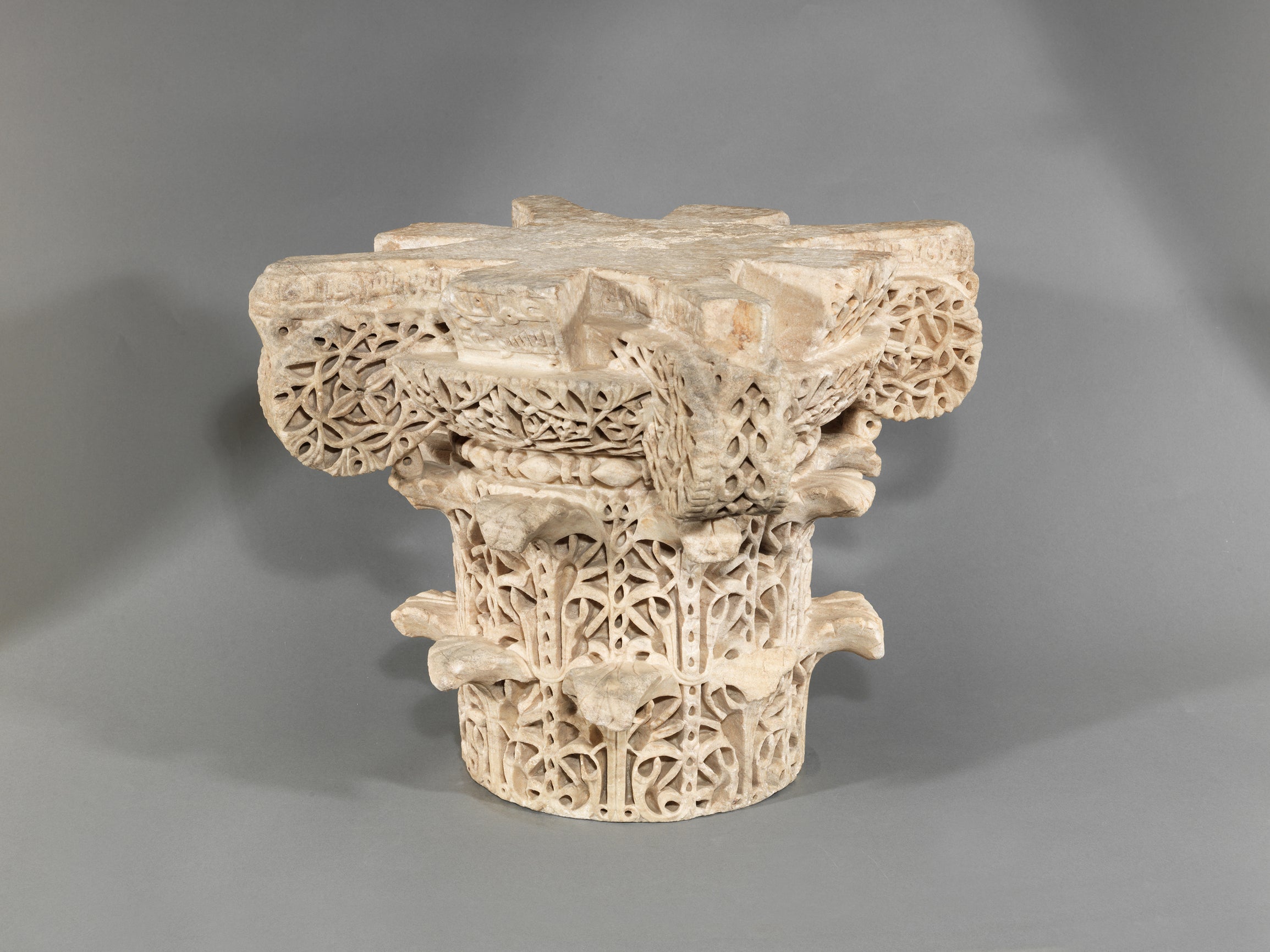 Capital, Spain, AH 362 / 972–973, marble; carved, The al-Sabah Collection, Dar al-Athar al-Islamiyyah, Kuwait, LNS 2 S, on view at the Museum of Fine Arts, Houston